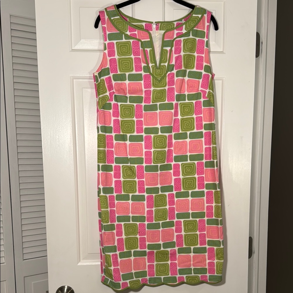 Talbots Pink and Green Patterned Dress